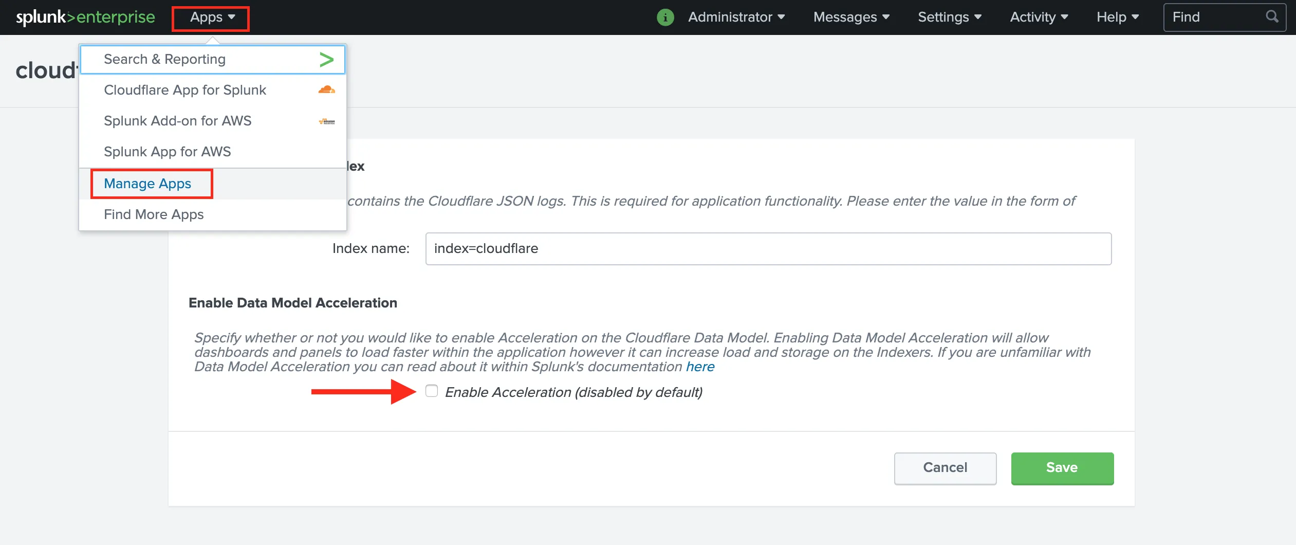 Splunk Advanced Search page highlighted Search macros and Advanced search